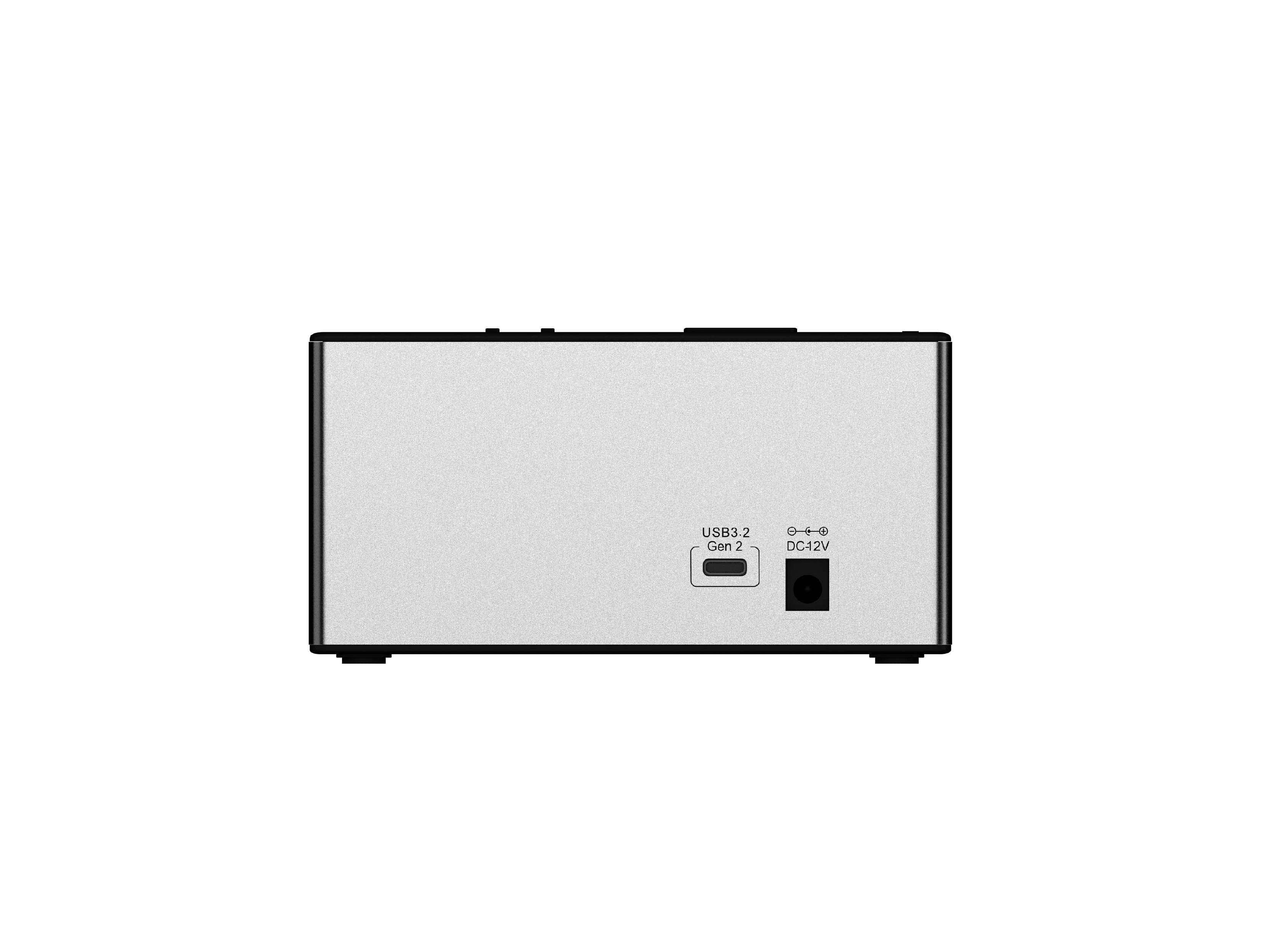 2 Bay SATA SSD/HDD Duplicator (SI-7925US31C-D), applicable 2x 3.5" or 2.5" SATA HDD/SSD, support PC Mode & Clone mode switchable, USB-C 10Gbps to host.